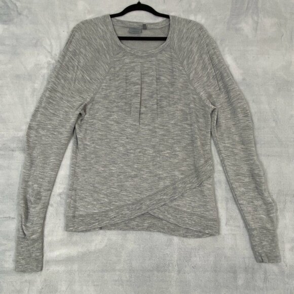 Athleta Cross Front Long Sleeve Top Gray Sz Medium - Picture 1 of 7